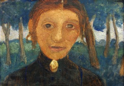 Autoritratto con paesaggio davanti agli alberi da Paula Modersohn Becker